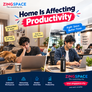 Home workspace affecting productivity compared with a professional coworking space